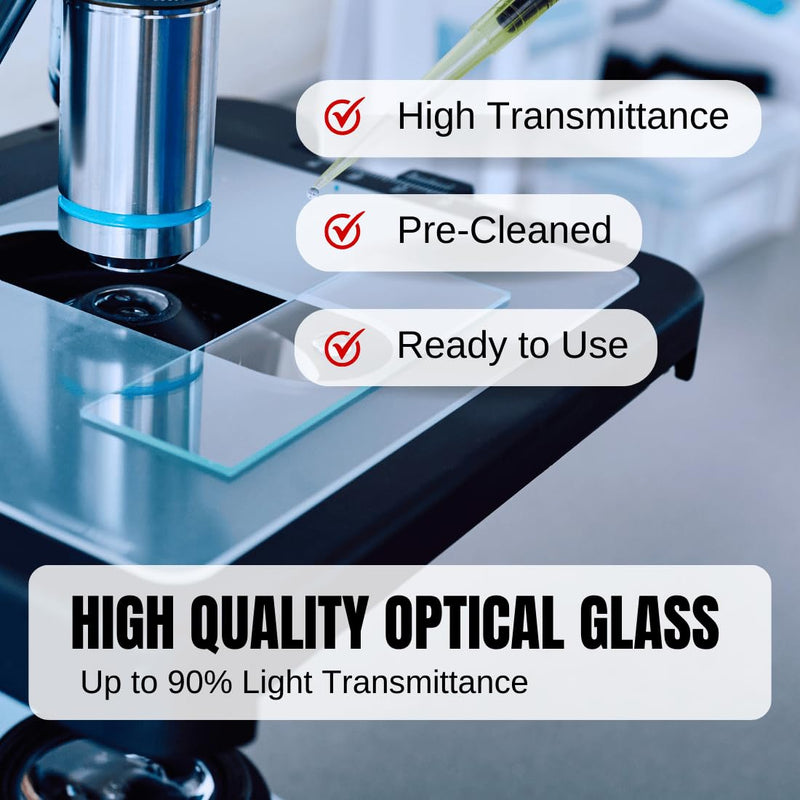 [AUSTRALIA] - ZEEGOO Microscope Slides and Covers, Pre-Cleaned Optical Glass, High Light Transmittance, 100 Slides + 200 Coverslips, Ground Edges & 45° Corners, Fits Most Microscopes, Classroom, Lab & Home Use 300 