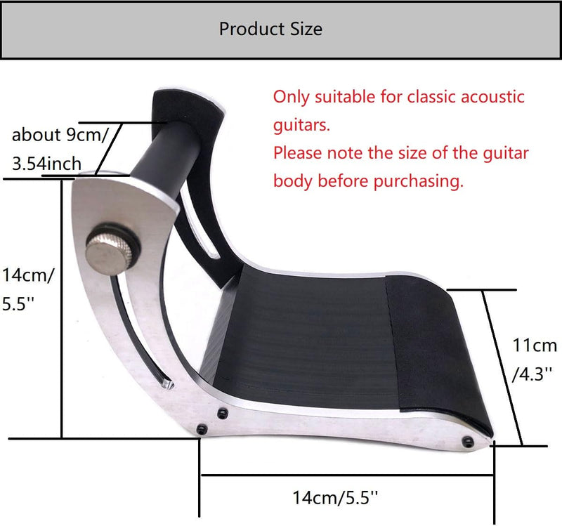 Classical Guitar Support Professional Guitar Rest Support Guitar Foot Stool Adjustable Classical Guitar Lifter Guitar Leg Rest Bracket for Classical Guitarists Black