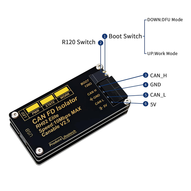 [AUSTRALIA] - Isolated USB to CAN FD Adapter Converter Based on CANable V2.5 Supports Up to 10Mbps 