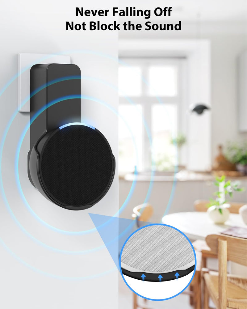 Maxonar Wall Mount for Echo Pop, Echo pop Wall Mount Speaker Holder Stand No Screws No Drill Needed Cable Hidden Storage - Black