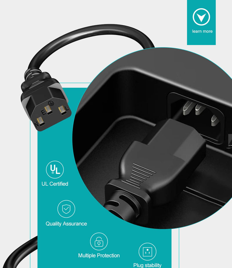 [AUSTRALIA] - Universal 3-Prong AC Power Cable for Computer, TV, Monitor & More, 6 Feet (1.82 Meters), Black 