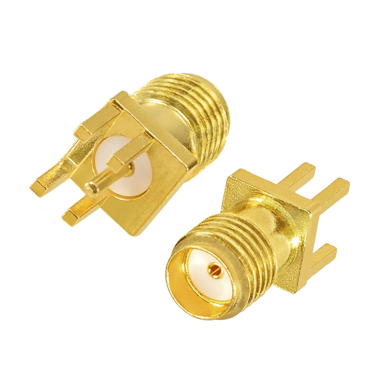 Superbat SMA Female Adapter Edge PCB Mounting | Vertical Through Adapter | 0.051 Inch End Launch Solder Connection | 50 Ohm Gold | Pack of 10 .051" Straight Connector
