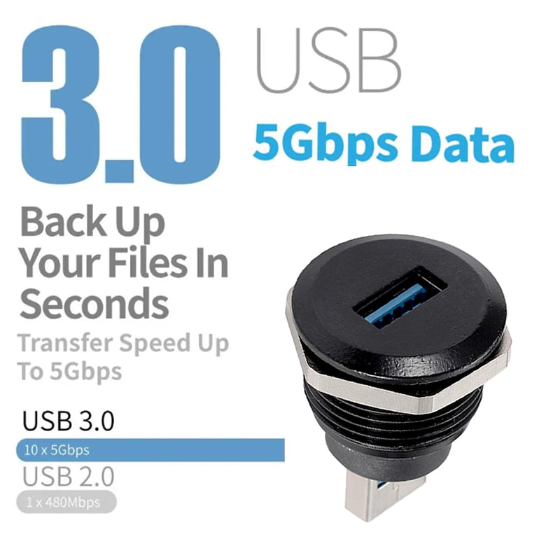 PENGLIN 2PCS USB 3.0 Connector, USB Male to Female Conversion Connector, USB3.0 Panel Mount Extension Adapter for Data Transfer/Charging (Pack of 2) USB 3.0(2PCS) (Pack of 2)