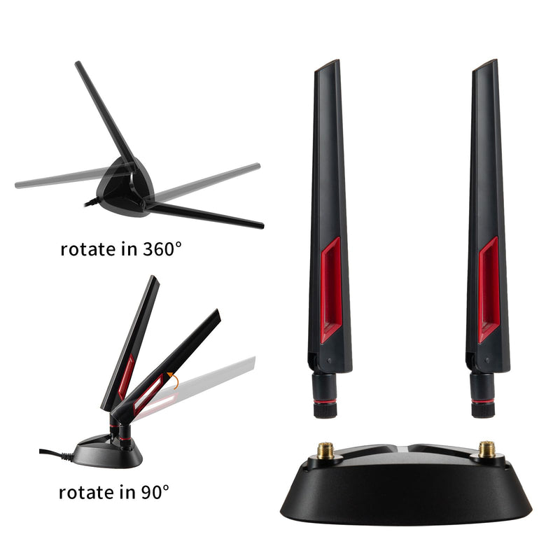 WiFi 6 6E Tri-Band 2.4GHz/5GHz/6E Magnetic Base Antenna for PC Desktop Computer Motherboard WiFi Router, Eifagur