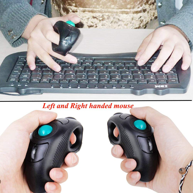 EIGIIS 2.4G Ergonomic Trackball Handheld Finger USB Mouse Wireless Optical Travel DPI Mice for PC Laptop Mac Left and Right Handed Black Wireless Green TrackBall