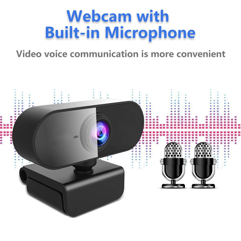 FWV Webcam with Microphone&1080P HD Web Cam,Stand for PC/MAC/Laptop/Desktop, Wide Angle Web Cameras for YouTube,Skype,Zoom,Xbox One,Video Calling,Studying and PS4 Black