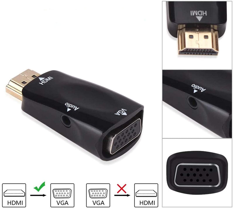 HDMI to VGA Adapter Converter with 3.5mm Audio Jack Cable,4K HDMI to VGA Converter Male to Female Gold-Plated Connector for Laptop,PC, Desktop,Monitor, Projector,HDTV,DVD HDTOVGA3.5