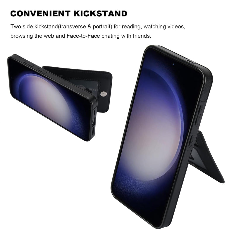 [AUSTRALIA] - KIHUWEY for Samsung Galaxy S24 Plus Case Wallet with Credit Card Holder, Flip Premium Leather Magnetic Clasp Kickstand Heavy Duty Protective Cover for Samsung Galaxy S24 Plus 6.7" (Black) Black Galaxy S24 Plus 6.7" 