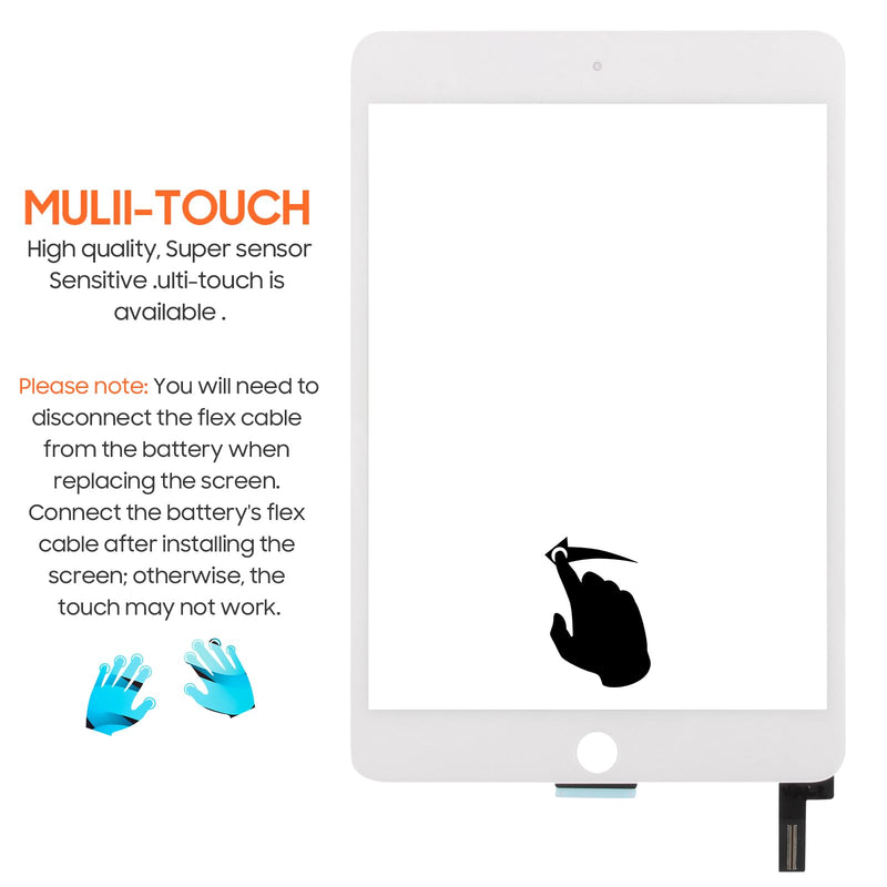 Touch Screen Replacement for iPad mini 4 A1538, A1550 7.9",for iPad mini 2014 Touch Screen Panel Digitizer Screen Replacement Repair Kits (White) White