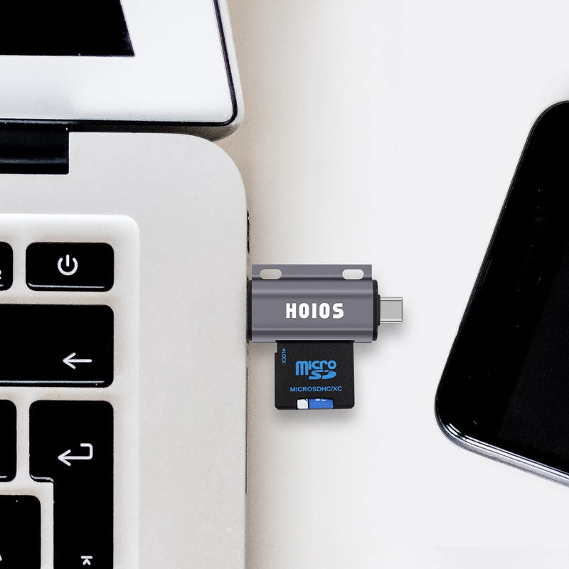 SD Card Reader USB-C,3-in-1 Memory Card Reader with Tri-Connectors, USB 3.0 Card Reader Adapter for SDXC,Micro SDXC,Compatible with Windows,Mac OS ,Linux, Android,Silver Gray