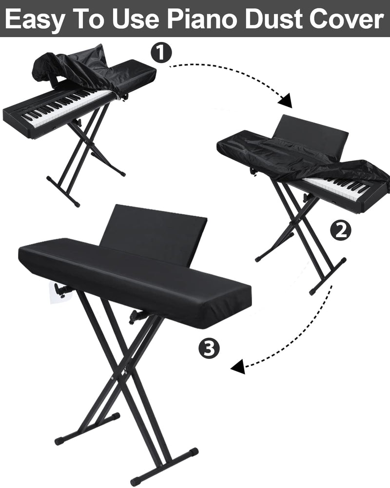 [AUSTRALIA] - Piano Keyboard Dust Cover, Water Proof Stretchy Electric Piano Keyboard Covers for Digital Electric Pianos, Full Cover Elastic Lock Music keyboard Protector Cover (88 - Keys, Black) 88 - Keys 