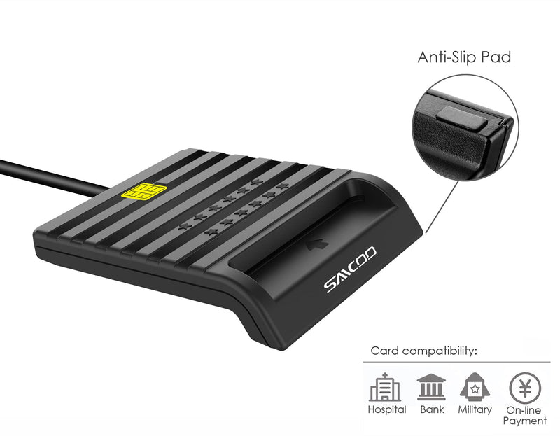 Type-C Saicoo CAC Reader, Smart Card Reader Military, DOD Military USB Common Access CAC Smart Card Reader - Compatible with Mac OS, Win,Linux V7 (USB-C) type C