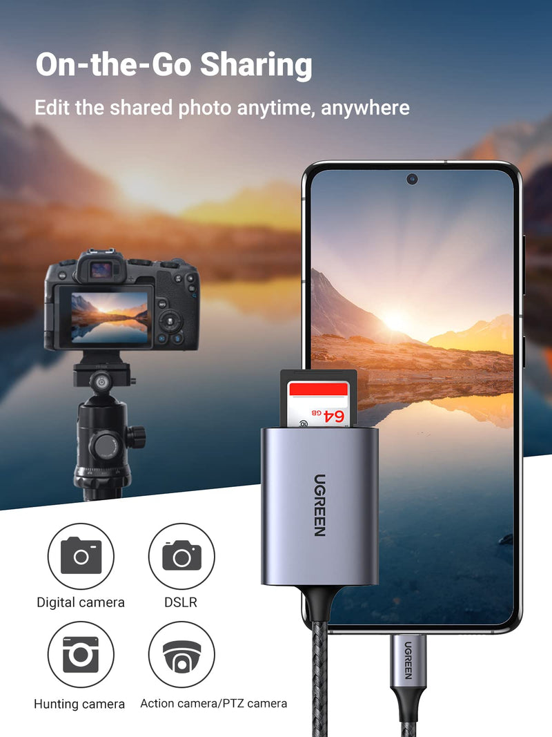UGREEN USB C SD Card Reader, 2-in-1 Micro SD Card Reader USB C, Memory Card Reader for TF SD Micro SD SDXC SDHC MMC RS-MMC Micro SDXC UHS-I Cards for MacBook Pro, iPad Pro, iPad air, Samsung Galaxy