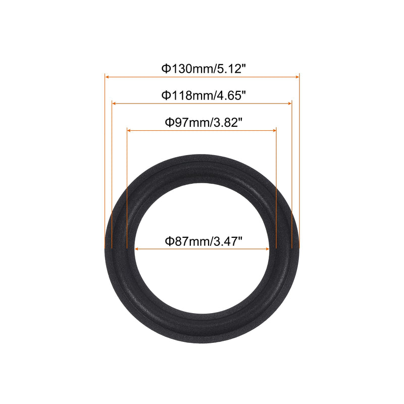 MECCANIXITY Rubber Speaker Foam Edge Surround Rings 5 Inch 87mm x 130mm Perforated Subwoofer Rings Replacement Parts for Speaker Repair or DIY Black 4 Pcs