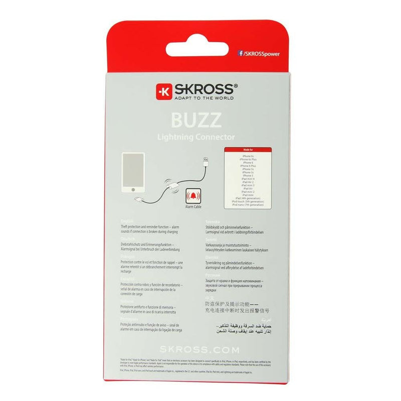 Skross Buzz Lightning Connector Charge and Sync Alarm Cable for All Devices with Lightning Connector [SKR2700211]