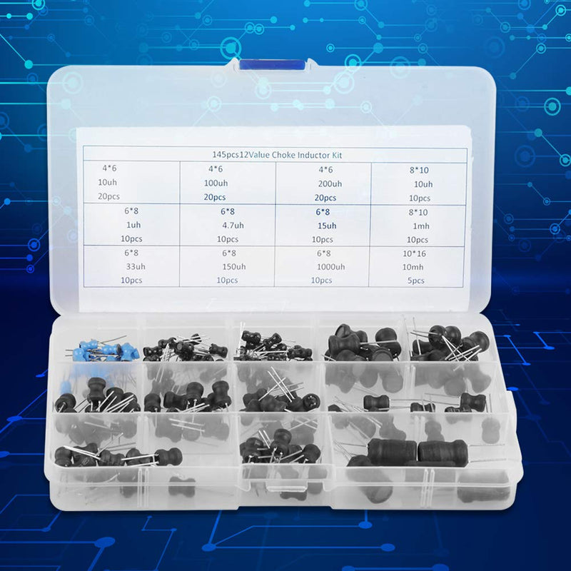 Inductors 10uH-10mH 12 Values Choke Coils Assorted Kit Electronic Inductors With Special Guide Pin Structure Small Vertical Inductors Take Up Less Space