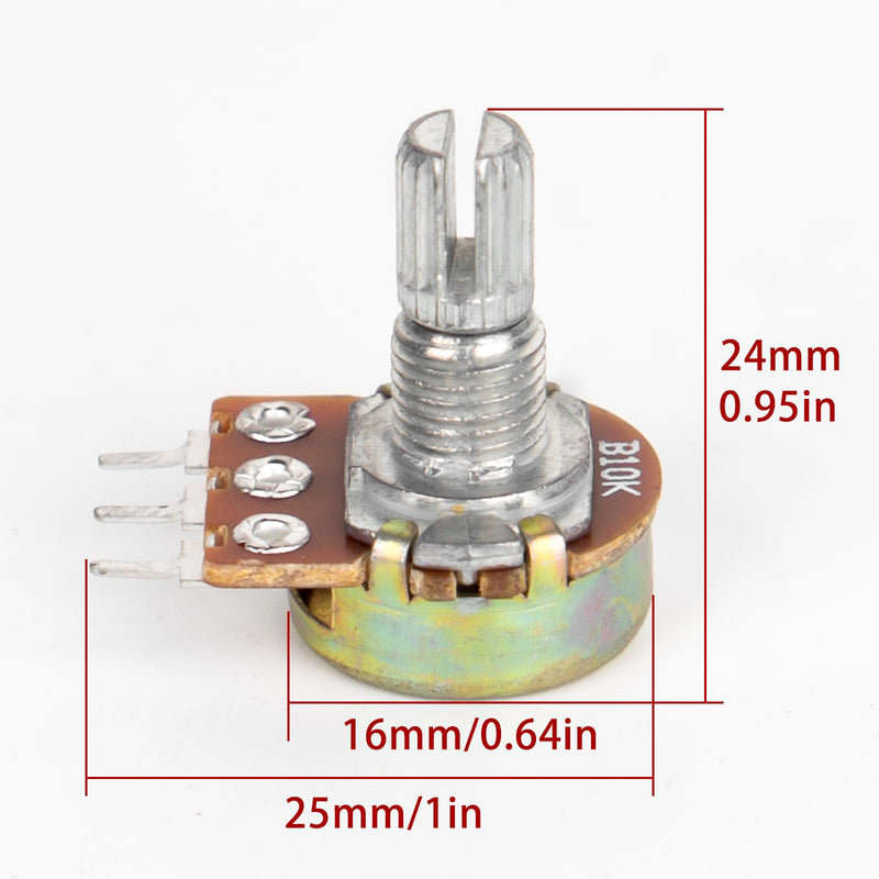 SCOOYUCK B10K Potentiometer 3-Pin Linear Taper Adjustable Rotary Potentiometer with Knob Pack of 5