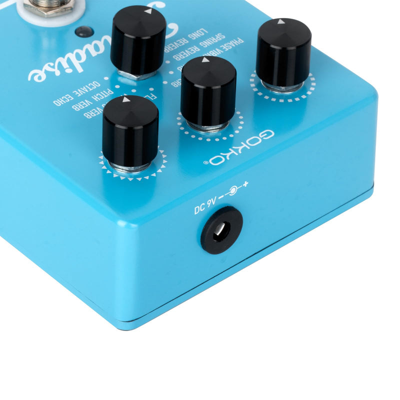 Paradise Multi-Reverb Pedal - 8 Reverb Effects with EQ & Modulation Controls | Versatile Sound Shaping for Guitar & Bass | 9V DC Power Supply