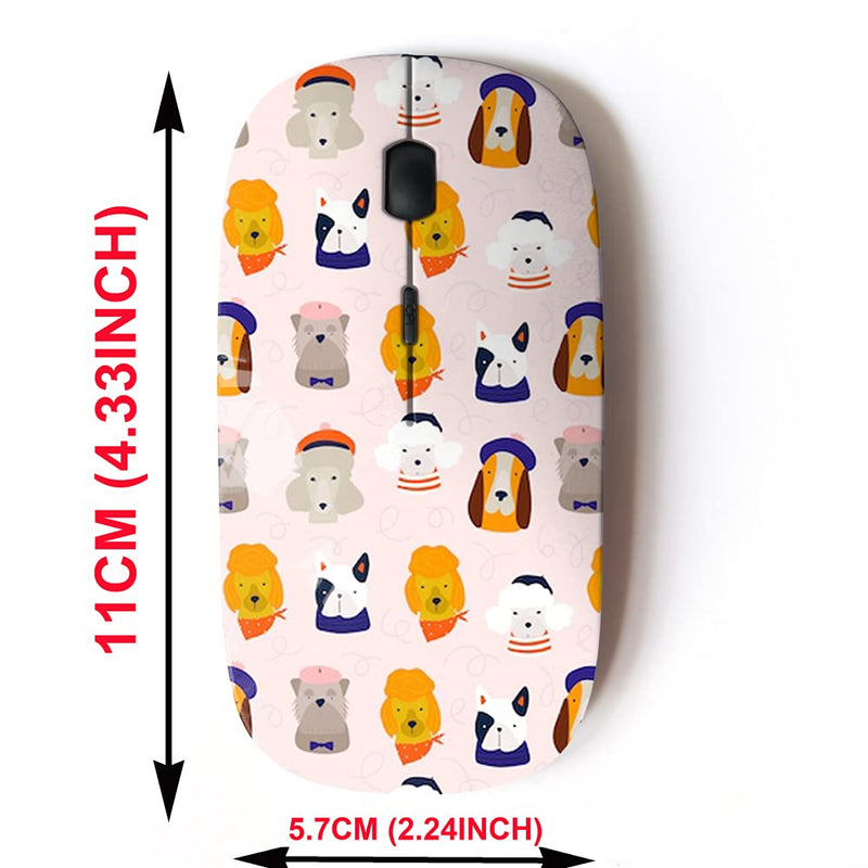 2.4G Wireless Mouse with Cute Pattern Design for All Laptops and Desktops with Nano Receiver - Various Dog Breeds French Dogs