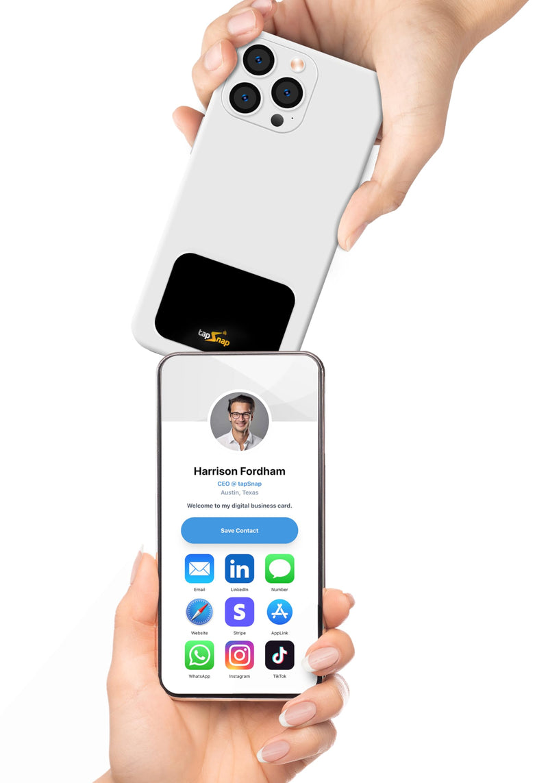Dot Digital Business Card for Back of Phone (TapSnap) | No Subscription/No-Fee | Instantly Share Contact Info, Socials & More - for iPhone and Android - NFC Tap to Share (Black) Black