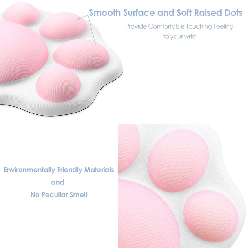 ProElife Cute Mouse Wrist Support Pad Cat Paw Pattern, Comfortable Soft Wrist Rest Hand Pillow Relief Hand’s Pain with Non-Slip Rubber Base 4.3'' x 3.7'' for Home, Office Computer Laptop (White) White