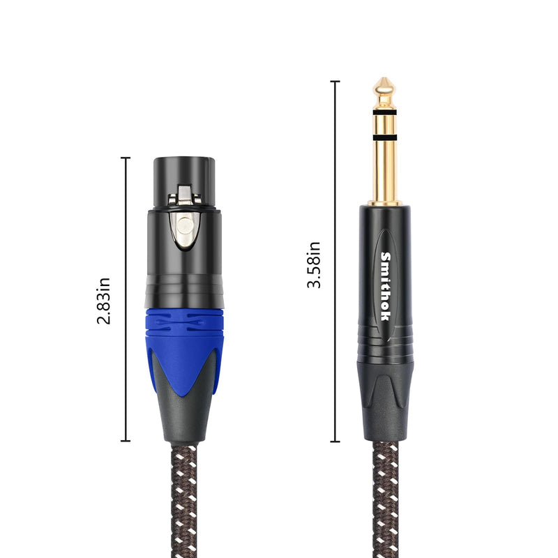 2Pack 1/4" to XLR Cable,Heavy Duty Nylon Braided,Gold Plated Plug,Balanced 1/4" TRS to XLR Female Patch Cable, Quarter Inch 6.35mm to 3pin XLR Female Microphone Cable, for Speaker,Mixer-6.6ft
