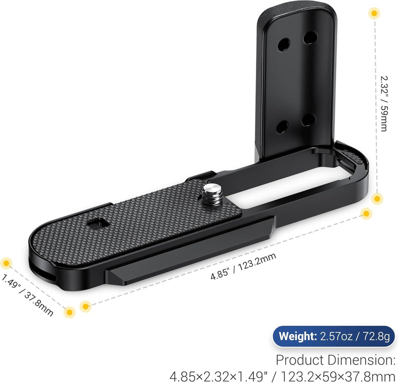 [AUSTRALIA] - D-LUX8 Handgrip, L-Shape Bracket Handle for Leica D-LUX8 D-LUX 8 Camera, with Built-in Arca Quick Release Plate & Battery Compartment Opening, DLUX8 Hand Grip Holder Anti-Slip Microfiber Pads Design 