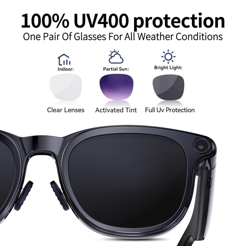 AI Smart Glasses with 4k Camera for Travel & Daily Use, Bluetooth Audio Sunglasses with Open-Ear Speakers, Hands-Free Calling&Vlogging, Real Time Translation (Matt Black)