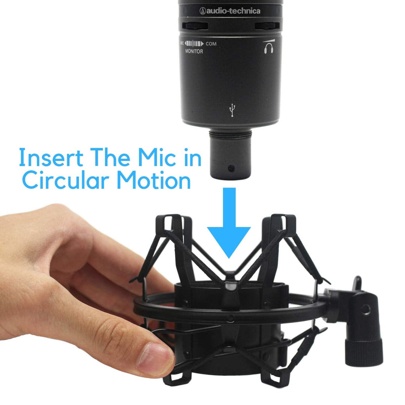 [AUSTRALIA] - AT2020 Foam Windscreen with Shock Mount by Vocalbeat - Mount Made from Quality Materials to Eliminate Vibrations - Acoustic Foam Act as a Pop Filter for your Mic - Black Bundle 