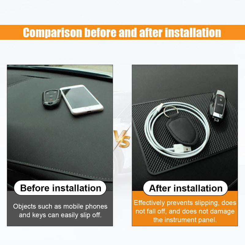 Car Dashboard Anti-Slip Mat, 10.6"×5.9" Universal Car Dash Sticky Rubber Mat, Multifunctional Non-Slip Adhesive Pad Auto Dash Gripping Mat for Cell Phones, Keys, Coins, Sunglasses (Grid) Grid