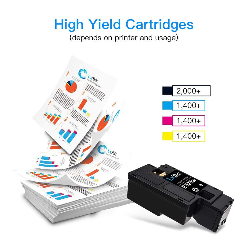 LxTek Compatible Toner Cartridge Replacement for Dell E525W E525 to use with E525W Color Laser Printer, 4 Pack (593-BBJX 593-BBJU 593-BBJV 593-BBJW)