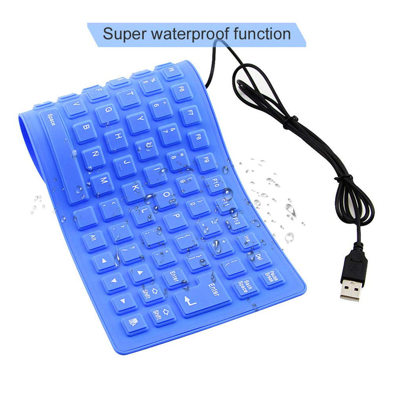 Foldable Silicone Keyboard, USB Wired 85 Keys Waterproof Rollup Silent Typing Soft Touch Keyboard for PC Notebook Laptop(Blue)