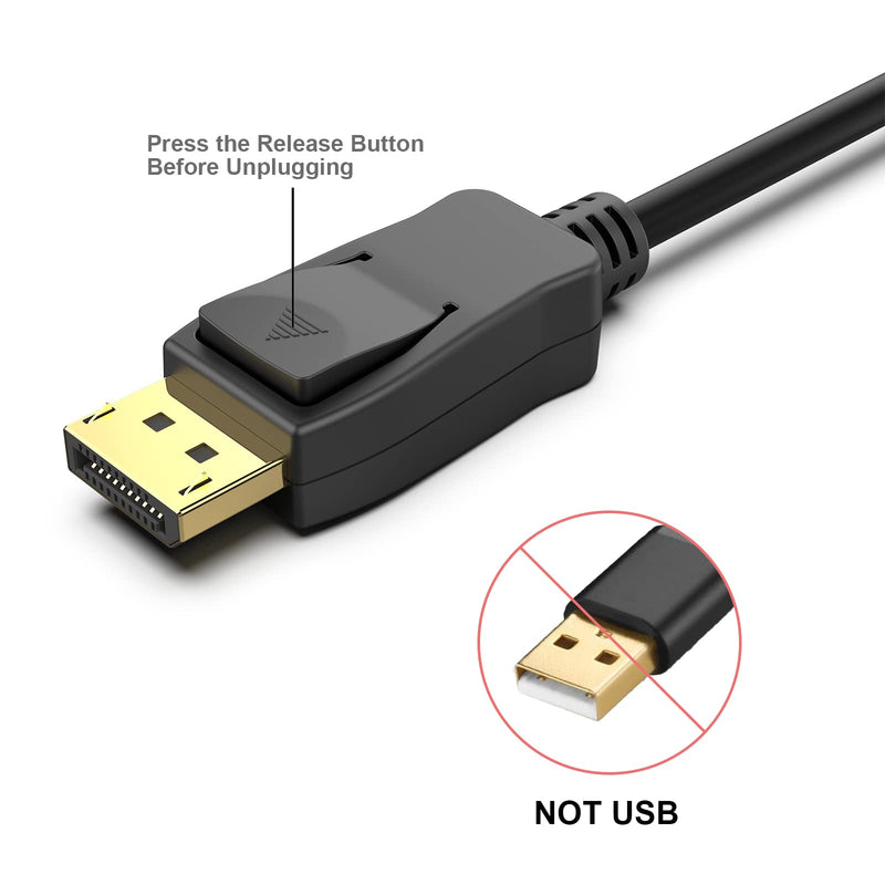 4K DisplayPort to HDMI 6 Feet Gold-Plated Cable 2 Pack, Uni-Directional DP 1.2 Computer to HDMI 1.4 Screen DisplayPort to HDMI Adapter Male to Male Black 6 ft