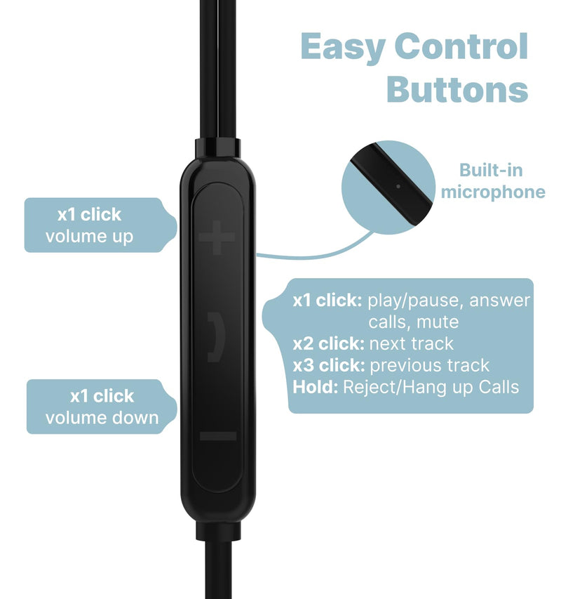 Hmusic Wired Sleep Earbuds for Side Sleepers, 3.5mm, Black | 30dB Noise Isolation, Ultra-Thin in-Ear Design with Soft Silicone Tips, 1.2m Cord, Inline Mic for Travel, Bedtime, Relaxation