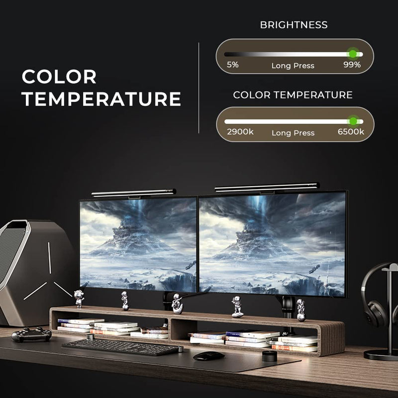 Monitor Light Bar with Mechanical Switch＆Wireless Remote Dual Control,Computer Light with Stepless Dimming,No Screen Glare Monitor Lamp with USB Powered for Home and Office L1-plus