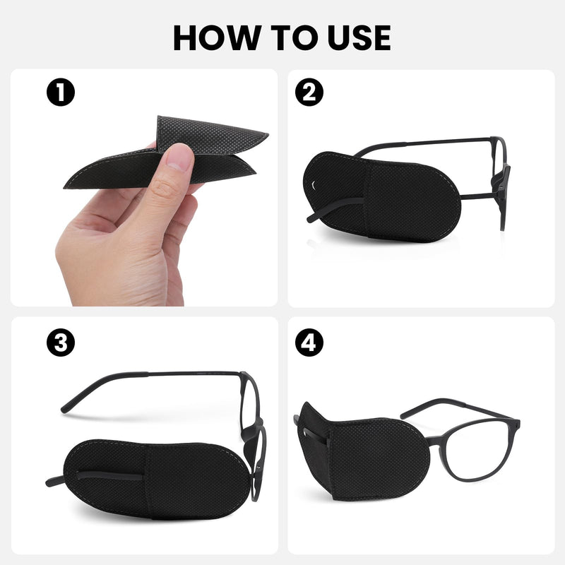 6pcs Glasses Eye Patch Black Eye Patch Reusable Lazy Eye Patch Adult Medical Eye Patches for Adults to Treat Lazy Eye Amblyopia Strabismus