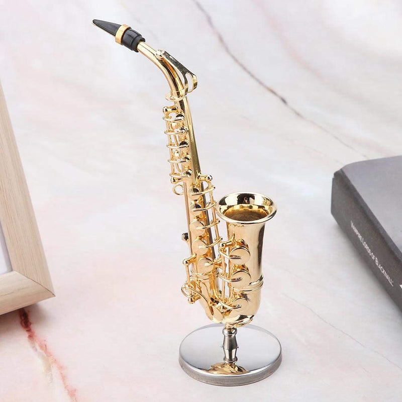 Miniature Alto Saxophone Delicated Gold Plated Mini Instrument Ornament with Case, and Decoration Saxophone Model Mini Musical 14cm Miniature Alto Saxophone Replica