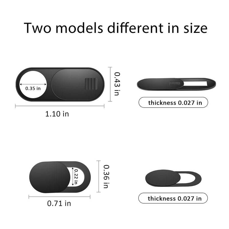 Webcam Cover, 11 Pack Laptop Camera Cover Slide, Phone Camera Cover, Ultra Thin Webcam Cover Slide Compatible with MacBook, Laptop, iMac, Desktop, PC, iPad, iPhone, Cell Phone Black (Small 8 Pcs+Large 3 Pcs)