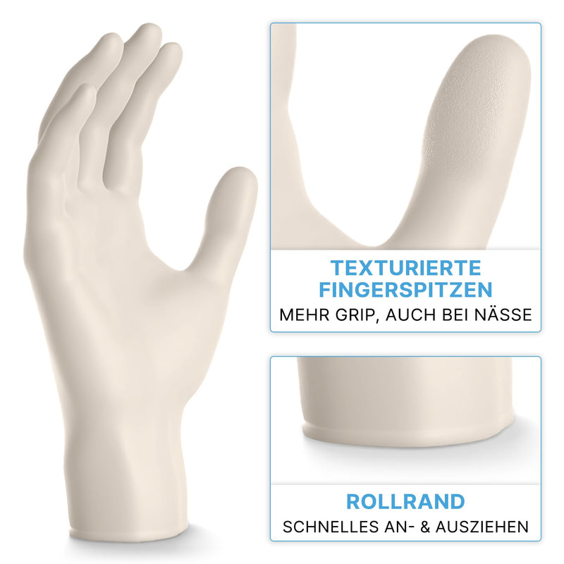 ARNOMED 100 x Disposable Gloves M, Latex Gloves White (1 x 100 Pieces), Disposable Gloves, Powder-Free, Latex Disposable Gloves, Cleaning Gloves, Latex Gloves, Disposable/Disposable Gloves XS, S, M, L