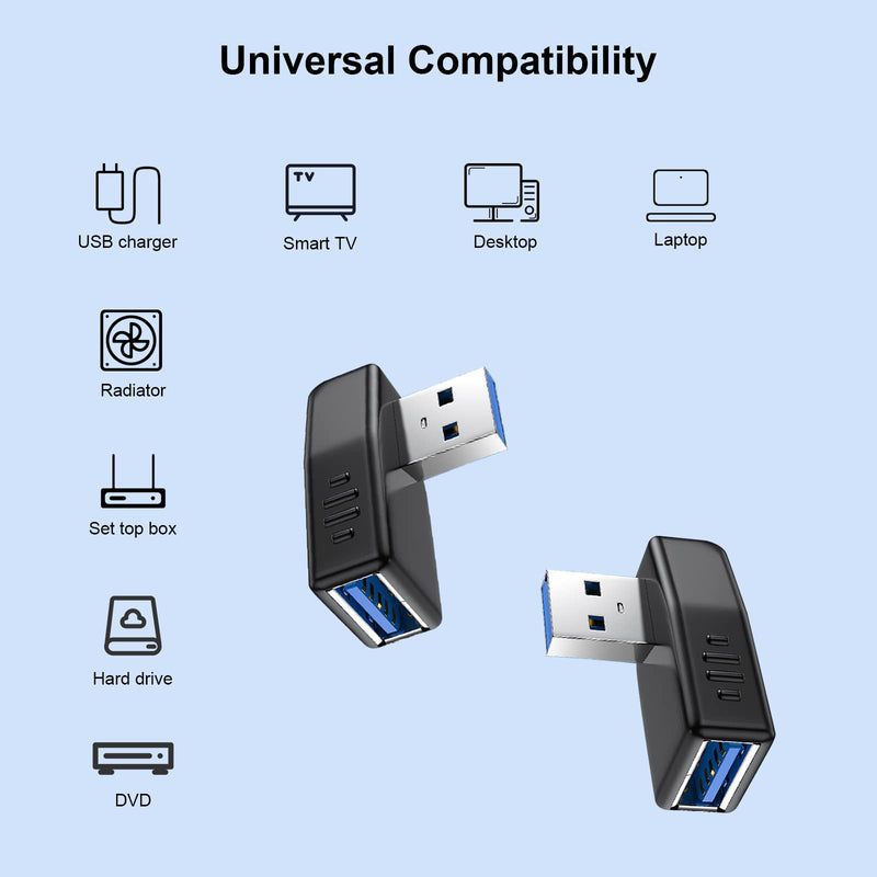 USB 3.0 Adapter 90 Degree Male to Female Coupler Connector Plug Left Right Up Down Angle by Oxsubor (USB 3.0 Adapter Right 2PCS)