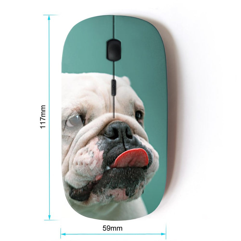 KOOLmouse [ Optical 2.4G Wireless Mouse ] [ English Bulldog Puppy Teal White Dog ]