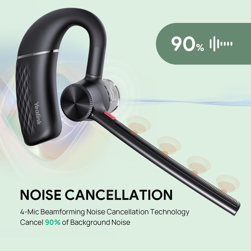 Yealink Bluetooth Headset BH71 Lite with USB Dongle,Wireless Bluetooth Earpiece,Single Ear Headset with Noise Canceling Mic,10Hrs Talktime,Mute