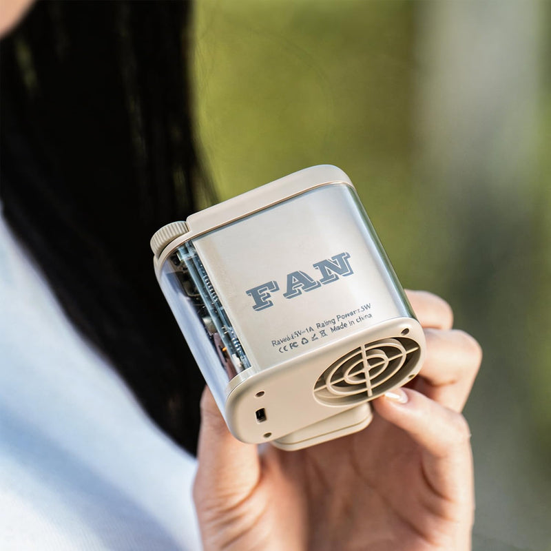 Portable Clip-on Waist Fan, 100-Speed Adjustment, LED Light, USB Rechargeable