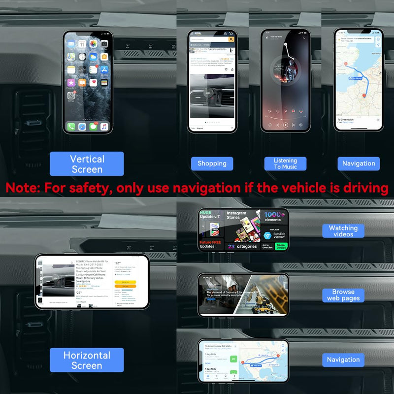 BEERTE Fits MagSafe Car Mount Fit for Ford Bronco 2021-2025 Magnetic Car Phone Holder Strong Magnets Phone Mount Fit for iPhone 17 16 15 14 13 12 Series MagSafe Case All Phones (Not Fit Bronco Sport)