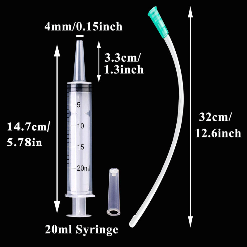 Cuyacili Pack of 4 20 ml Large Plastic Syringe without Needle Syringe Transparent Plastic Tubes with Hose PVC Scale Dosing Syringe for Scientific Labs Measuring Liquids Animal Feeding 20ml