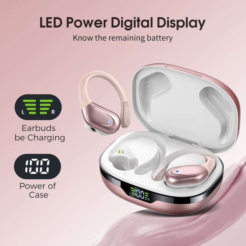 Ear buds Wireless Earbuds Bluetooth 5.3 Headphones 60hrs Playtime with Digital Display Sports Wireless Headphones with Earhook Deep Bass IPX7 Waterproof Over-Ear Earbuds for Android iOS Workout