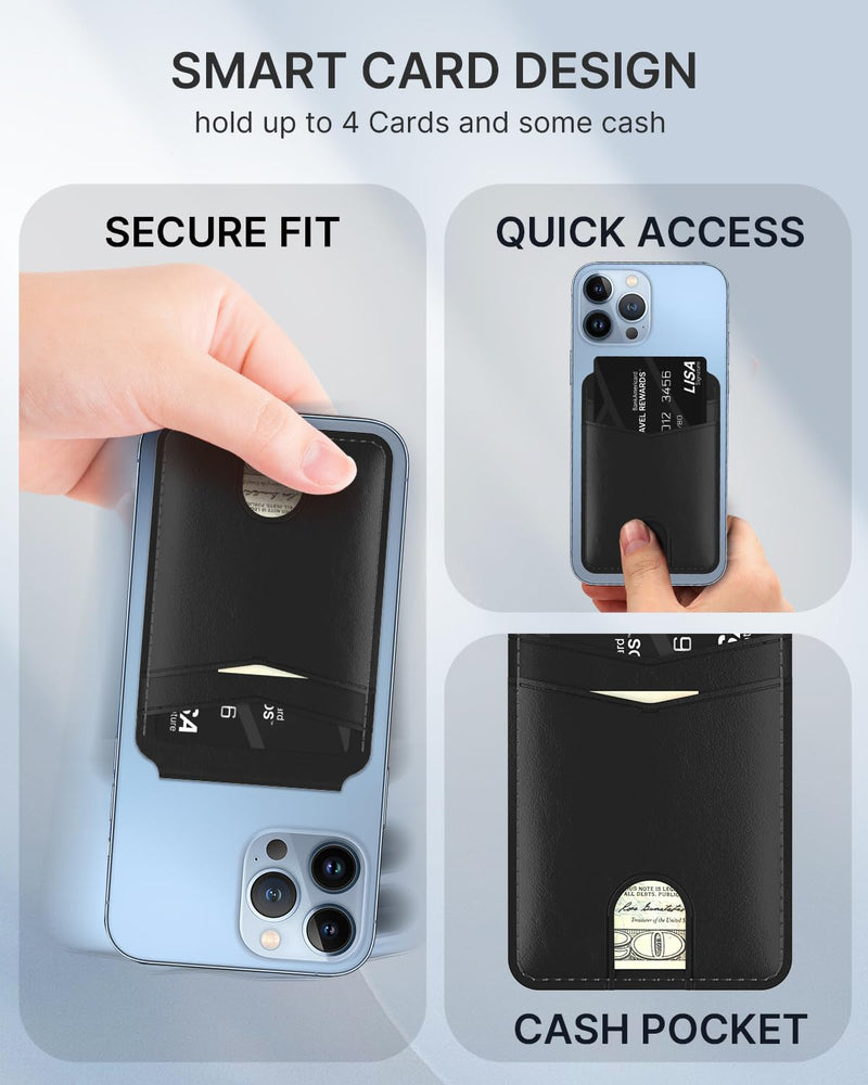 typecase Magnetic Wallet Compatible with Magsafe: Magnetic Phone Wallet & Card Holder for Apple iPhone 15 14 13 12 Pro Max - Adjustable Mag Safe Wallet Stand with 4 Card Slots - Black