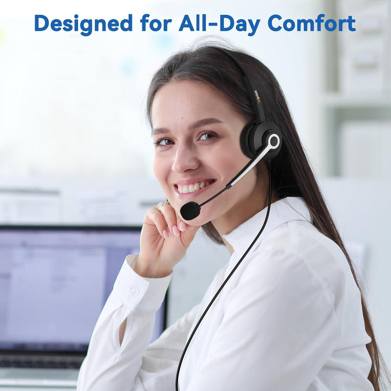 [AUSTRALIA] - Wantek Phone Headset with Microphone Noise Cancelling, Telephone Headsets 2.5MM Jack Compatible with Panasonic AT&T RCA Vtech Uniden Dect Cisco SPA Polycom Cordless Phones for Call Center Office Work 681-2.5mm 