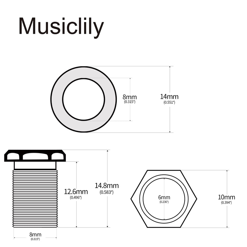 Musiclily Pro 10mm Guitar Tuner Bushings and 14mm Washers for Modern Electric Guitar Sealed Tuning Pegs Machine Heads, Chrome (Set of 6)