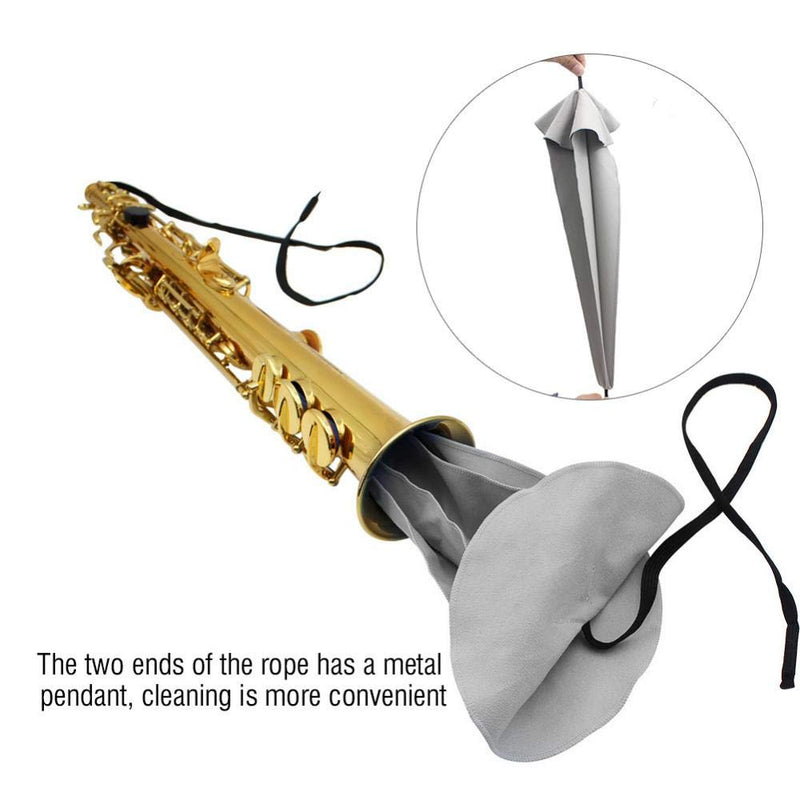 Sax Cleaning Cloth Ultrafine Fiber Material Saxophone Cleaner Cloth Pull Through Cloth for Sax Inside Tube(Gray) Gray